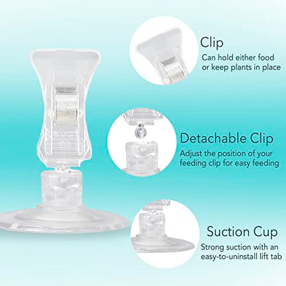 JOR 4 Pack Fishes Veggie Kelp Plant Suction Cup Clips for Aquariums, 2” x 1”, Feeding Tool, Aquarium Accessory for Fish Tank, Round Feed Holder Clamp, Automatic Fish Feeder, Includes Plastic Spring