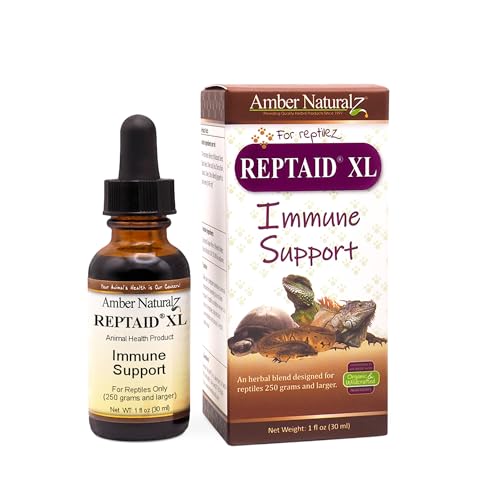 AMBER NATURALZ Reptaid XL for Reptiles 250g+, Immune & Respiratory, 1 OZ | Supports immune & upper respiratory function, eye & mouth health, appetite & vitality. Formulated for pets 250g & over. - size: Over 250 grams