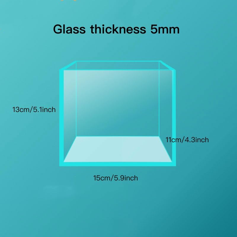 AWXZOM Small Nano Tall Rimless Tank, Glass Fish Tank, Betta Tank (0.7 Gallon, 5.9x4.3x5.1in/15x11x13cm) - size: 0.7 Gallon 5.9x 4.3x5.1inch/15*11*13cm