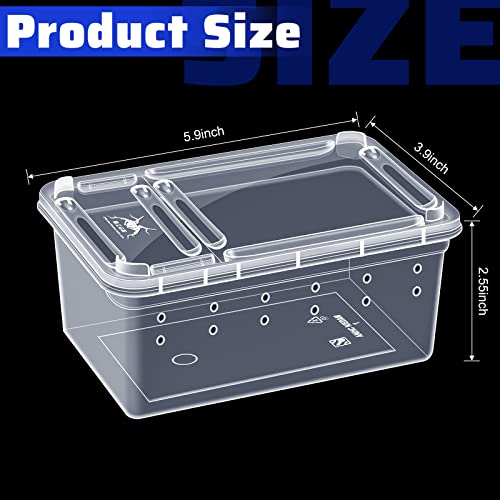 Irenare 8 Pcs Reptile Breeding Box Plastic Spider Terrarium Tarantula Feeding Box for Bearded Dragon Lizard Spider Gecko Scorpion(Vent Holes,Clear,5.9 x 3.9 x 2.5 Inch) - color: Clear, size: 5.9 x 3.9 x 2.5 Inch, style: Vent Holes