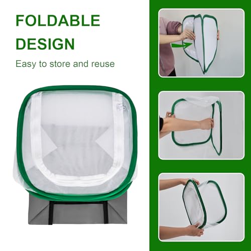 Butterfly Habitat Cage 12" x 12" x 12", Pop-up Butterfly & Insect Habitat Enclosure with Poop Tray for Easy to Clean, Small Foldable & Reusable Caterpillars Mesh Cage Terrarium for Indoor Use. - size: 12" x 12" x 12"