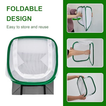 Butterfly Habitat Cage 12" x 12" x 12", Pop-up Butterfly & Insect Habitat Enclosure with Poop Tray for Easy to Clean, Small Foldable & Reusable Caterpillars Mesh Cage Terrarium for Indoor Use. - size: 12" x 12" x 12"