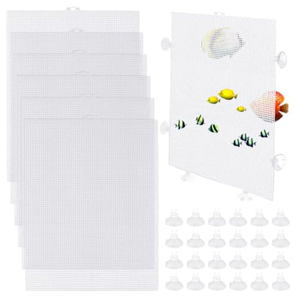 OLYCRAFT 4Pcs Fish Tank Divider 13x10 Inch Aquarium Divider with 24pcs Suction Cup White Aquarium Filter Bottom Tray Cuttable Aquarium Divider Fish Tank Separator for Fish Tank Divide Mixed Breeding