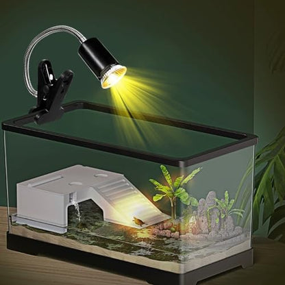 Heat lamp for reptiles，UVA UVB Turtle Heating Lamp with Two Heat Bulbs, Turtle Basking Light with 360° Rotatable Hose & Clamp & Adjustable Switch for Bearded Dragon Reptiles Turtle Lizard Snake - style: Reptile Heat Lamp