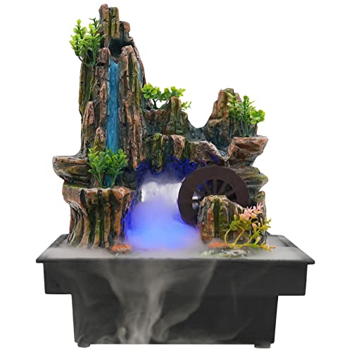 Indoor Fountain Rockery Tabletop Fountain with an Atomizer Elaxation | Water Feature Meditation Desktop Fountains for Home Office Decor or Gift 7.9''L x 7''W x 10.6''H with LED Light
