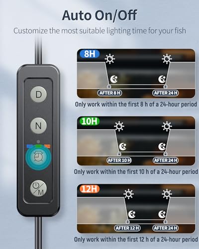 Pawfly 14W Aquarium LED Light for 18 to 24 Inch Extendable Fish Tank Light with Full Spectrum Brilliant White Blue Red Lights with Daytime & Night Modes Timer Auto On/Off Adjustable Brightness - color: Basic with Timer, size: 18"-24"