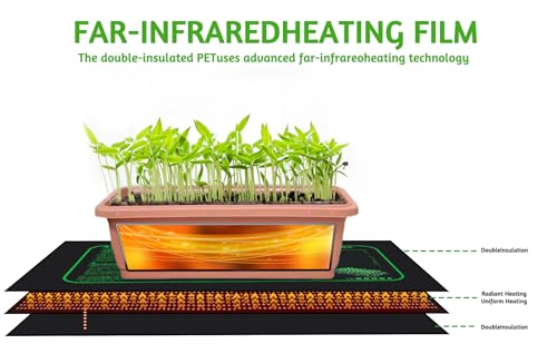 LOCONHA Seedling Heat Mat for Seed Starting, 10" x 20.75" Waterproof | Heating Pad for Indoor Plants Germination (Black 2 Pack) - color: Black 2 Pack