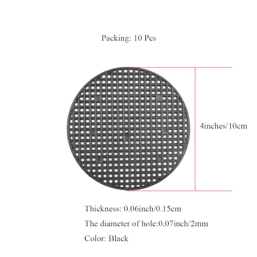 HAHIYO 10PCs 4Inch/10Cm Black Round PP Plastic Flower Pot Hole Mesh Pad Bottom Grid Mat Bonsai Drainage mesh Hole Screens Gasket Prevent Soil Loss Breathable Gasket Drainage Netting for Bonsai - size: Round-4In-10P