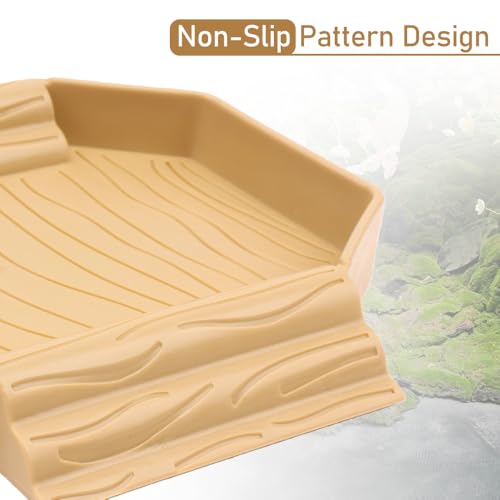 Small Tortoise Habitat Turtle Bathing Pool Food and Water Bowl Reptile Tank Decoration for Small TurtleTortoise