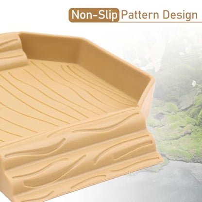 Small Tortoise Habitat Turtle Bathing Pool Food and Water Bowl Reptile Tank Decoration for Small TurtleTortoise