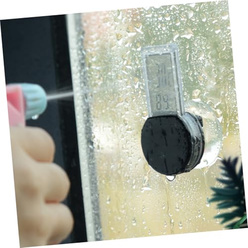 Toyvian Suction Cup Thermometer Hygrometer for Reptile Terrarium Indoor Temperature and Humidity Digital Display Celsius Portable for Home Bedroom Office Use Black