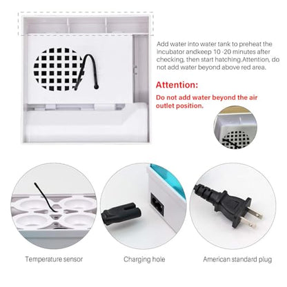 Digital Egg Incubator Egg Hatching Incubator Small House with Automatic Temperature Control Digital Professional Poultry Hatcher Machine for Hatching Chicken Birds Duck Quail Turkey Goose Egg