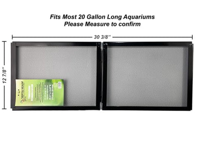H2Pro - Reptile Realm - Aquarium Mesh Lid Screen Cover – Metal Screen Top for Fish Tanks & Terrariums, Rust-Resistant, High Airflow Design (20 Long - 30 3/8" x 12 5/8") - size: 20 Long - (30 3/8" x 12 5/8")