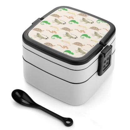 Lizard Turtle Leopard Gecko Reptile Lunch Box for Adults Portable Food Container Meal Prep Containers for Office Travel