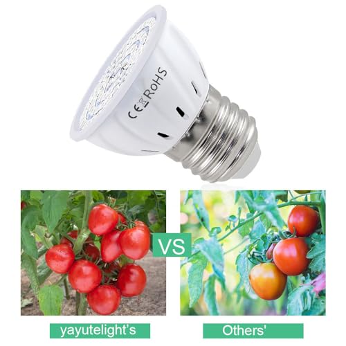 Grow Light Bulb, Full Spectrum 7W Grow Lamp (50 Watt Equiv),E26 Base Perfect for Seeding and Growing of Indoor Plants, Seed Starting,Flowers 4 Pack