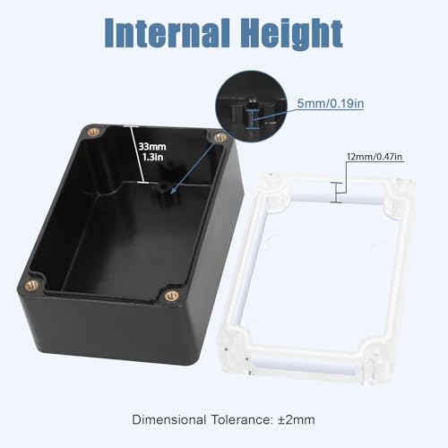 Junction Box with Clear Cover IP65 Waterproof Project Box Dustproof ABS Plastic Electrical Project Boxes Universal Enclosure, Black 3.9"x 2.6"x 1.9"(100x68x50mm)(Pack of 2) - color: 2 packs, size: 3.9"x 2.6"x 1.9"