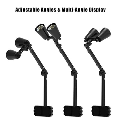 Dual Reptile Lamp Stand with Suction Cups, Adjustable Bracket for Terrariums, Dual‑Head Heat & Basking Lamp Holder with Ceramic Sockets and Separate Switches - size: Vertical Pole Style