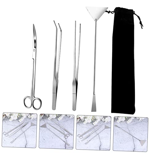 jojofuny 1Set Stainless Steel Fish Tank Cleaning Tools Aquascaping Kit for Aquatic Plant Maintenance with Pouch Durable Flexible Aquarium Supplies for Betta Fish Tanks