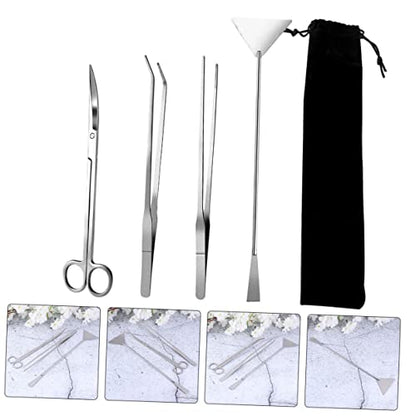 jojofuny 1Set Stainless Steel Fish Tank Cleaning Tools Aquascaping Kit for Aquatic Plant Maintenance with Pouch Durable Flexible Aquarium Supplies for Betta Fish Tanks