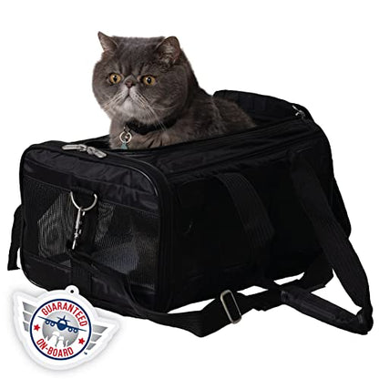 Sherpa Original Deluxe Travel Pet Carrier, Airline Approved & Guaranteed On Board - Black, Small - size: 15.0"L x 10.0"W x 8.5"H