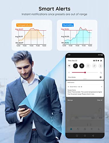 Govee Hygrometer Thermometer 3 Pack, Mini Humidity Sensor with Gateway | Indoor wireless smart temperature humidity monitor with APP alert, export 2-yr data, remote control for home/greenhouse - style: BT Gateway + 3 Sensors