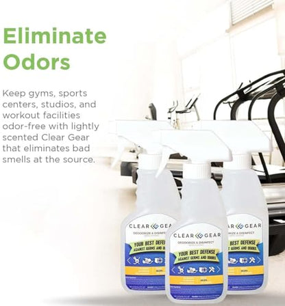 Clear Gear Disinfectant and Deodorizer For Sports Equipment, 32 Oz Bottle | Cleaner for Gyms and Fitness Centers, EPA-Registered, Hospital Grade, Mat Cleaner, Made in USA - size: 32 Fl Oz (Pack of 1)