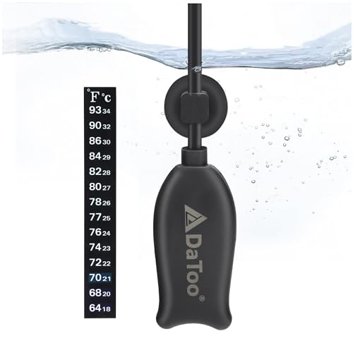 DaToo Super Mini Aquarium Heater 6 Watts Small Fish Tank Flat Heater 6W with Free Thermometer Strip Submersible Slim Betta Heater for Up to 2 Gallon Desktop Aquariums