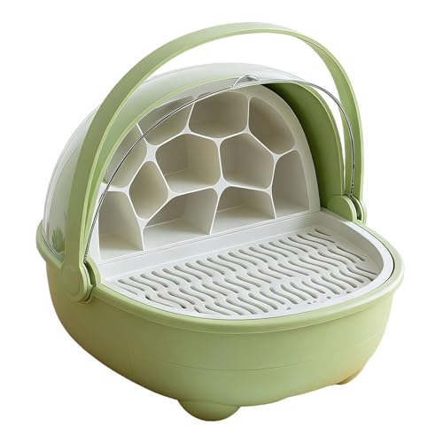 Silkworm Breeding Box Small Pet Feeding Container Transparent Removable Habitat Cage Portable Reptile House with PP for Turtle Frog Snake Suit, Green - color: Green