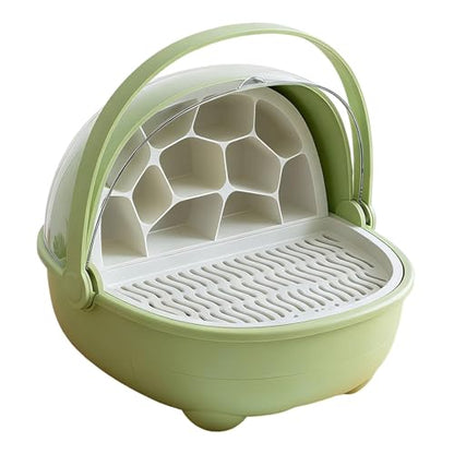 Silkworm Breeding Box Small Pet Feeding Container Transparent Removable Habitat Cage Portable Reptile House with PP for Turtle Frog Snake Suit, Green - color: Green
