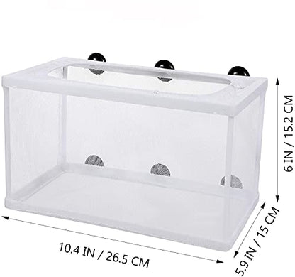 Large Fish Breeder Net with Suction Cups Nylon Mesh Fish Fry Hatchery Breeder Isolation Box Separation Net for Plants/Shrimp on Aquarium Tank