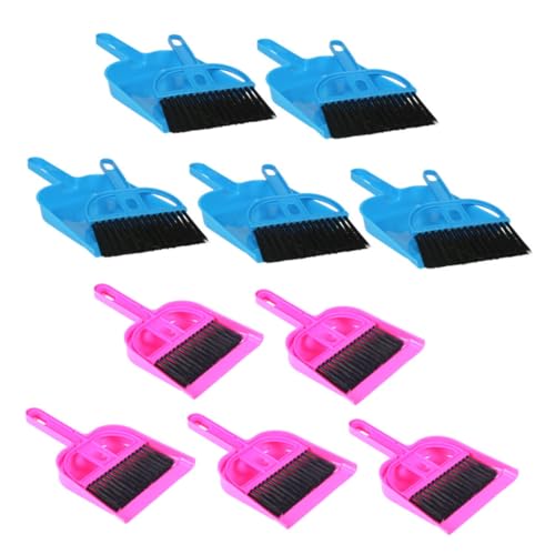 Mini Broom and Dustpan Set for Small Pet Cage Cleaning, 10pcs Pastel Pink and Blue Animal Bedding Scooper Tools for Hamsters, Chinchillas, Hedgehogs, Reptiles, and Rabbits