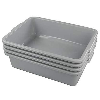 Anbers 13L/Grey Plastic Commercial Bus Box, Wash Tub Basin, 4 Packs
