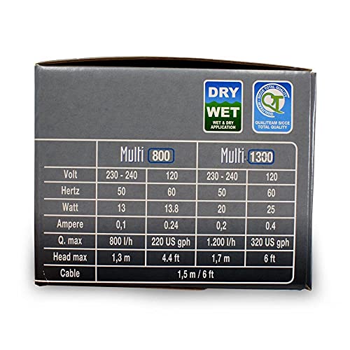 Sicce Multi Quiet 1300 Submersible Water Pump 320 GPH Adjustable Flow for Aquariums, Pond, Water Garden & Hydroponics - size: 320 GPH