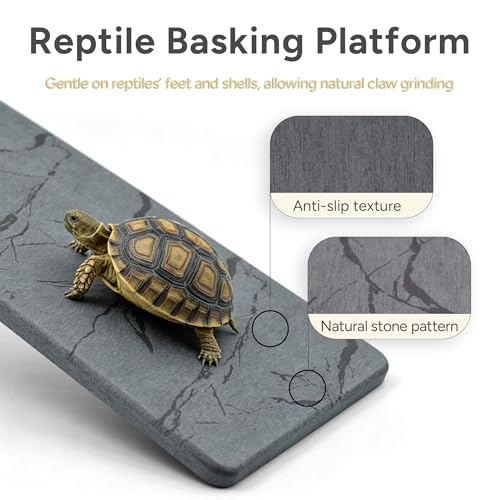 Reptile Basking Platform, 5.9''x9.8'' Diatomaceous Earth Feeding Mat Slate Habitat Accessories for Bearded Dragon Tortoise Lizard Gecko Snake Turtle Tank