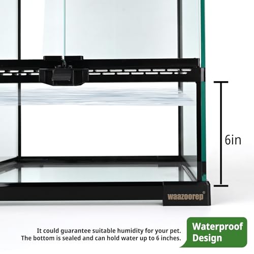11 Gallon Reptile Glass Tank Vertical Terrarium 12"x12"x18" Habitat Enclosure with Front Openning Door and Top Screen Ventilation for Geckos, Snakes,Tree Frogs,Chameleon - size: 12x12x18 inch