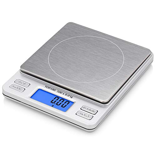 Smart Weigh Digital Pro Pocket Scale 500g x 0.01g – 6 Units: g, oz, gn, ozt, DWT, ct – High Precision for Kitchen, Herbs & Jewelry – Includes Hold/Counting, 2 Trays & Batteries - size: 500 Grams