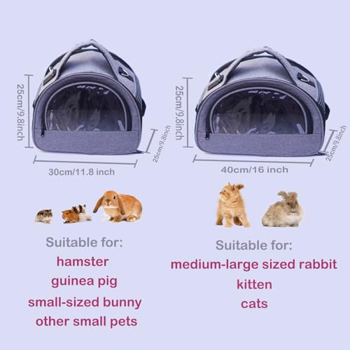 Bunny Carrier, Portable Small Pet Bag with Water Bottle Holder | Breathable carrier, lightweight, leak-proof liner, vet appointments& outdoor trips, fits rabbits, guinea pigs, bearded dragon - size: Large