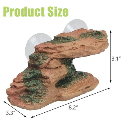 kathson Turtle Basking Platform Floating Turtle Dock Baby Tortoise Climbing Ramp Shale Reptiles Dock Resting Terrace Stone Aquarium Ornament for Frogs Newts (Red Size:8.2”Lx3.3”Wx3.1”H)