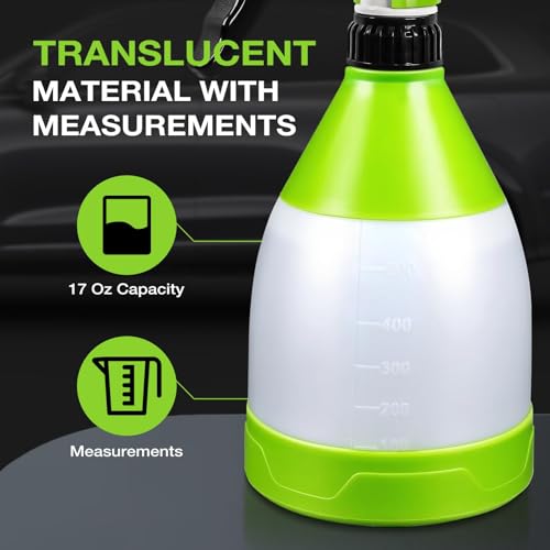 360° Trigger Heavy Duty Spray Bottle 17OZ, Leak Free, 1 PC | Acid& Chemical Resistant, Adjustable Nozzle, Double Mist Trigger Sprayer, Perfect for Car Cleaning and Detailing - size: 17 Ounces