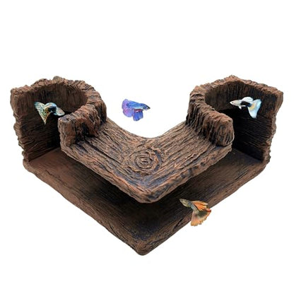 M2cbridge Aquarium Cave Betta Tunnel Driftwood Corners Shrimp House Hideout for Cichlid Breeding(Tree Trunk)