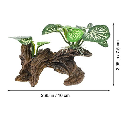 Ipetboom Aquarium Plants Fish Tank Decorations, Reptile Corner Branch Resin Climbing Tree Branch with Leaves, Fish Turtle Tank Decor for Snake Bearded Dragon Lizard Frog - size: X-Small