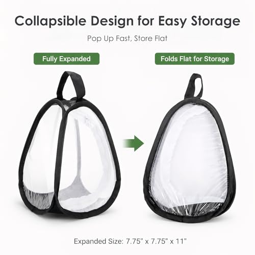 Kingrol 2 Pack Collapsible Insect & Butterfly Habitat Cage, Pop-Up Mesh Butterfly Rearing Enclosure with Clear Viewing Window, Zipper Access & Polyester Base, 7.75 x 7.75 x 11 Inch