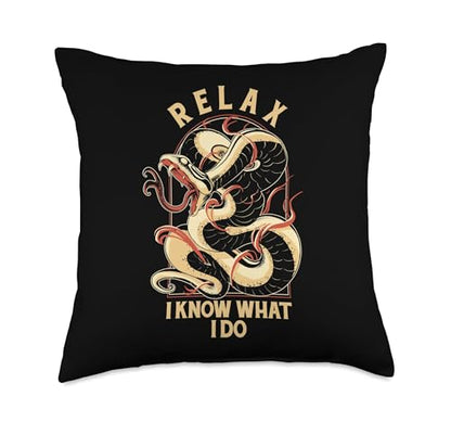 Herpetologist Certified Snake Handler Gloves Snake Handling Throw Pillow - size: 18x18