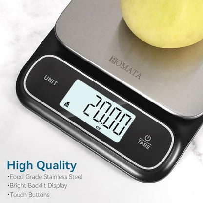 BOMATA Waterproof IPX6 Kitchen Scale with 0.1 g/0.01 oz High Precision | 5 kg/11 lbs, Digital Scale with Backlight, Stainless Steel Weighing Platform, for Food, Cooking,Baking,Weight Loss B619 Black - color: Black