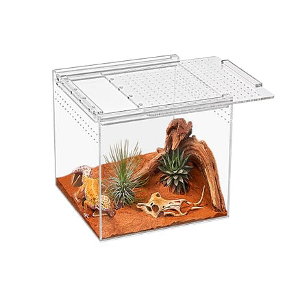 Reptile Terrarium,6.8" x 6.8"x 6" Reptile Breeding Box, Magnetic Acrylic Enclosure，for Tarantula，Hermit Crab，Jumping Spider，Iguana，Leopard Gecko，Bearded Dragon, Insect, Mantis, Scorpions. - size: 6.8"*6.8"*6"