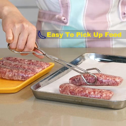 Hiash 9-Inch Heavy Duty Stainless Steel Kitchen Tongs - Comfortable Ergonomic Grip, Scissor Design, Heat Resistant for BBQ and Cooking - size: 9 Inch