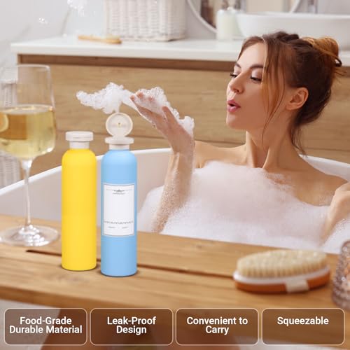 Travel Shampoo Bottle, Empty Plastic Squeeze Bottles 8.8oz with Flip Cap, Lotion Container for Toiletries Travel Size Shampoo and Conditioner - color: Yellow