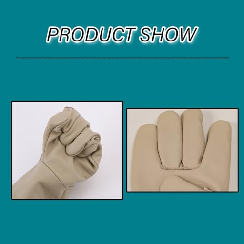 Animal Handling Gloves 36cm/14.17inReinforced Leather Gloves For Dog Training,Cat,Falcon,Reptile,Welding-Gloves - color: Brown