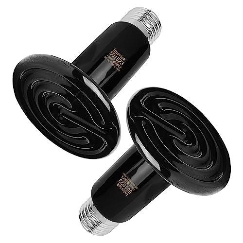 2 Pack 75W Black Ceramic Heat Emitter for Reptile | Infrared, No Light Emitted, Heater, 24/7 Warmth, Brooder Coop, Amphibians, Lizard, Turtle Tank, Aquarium, Snake, No Harm