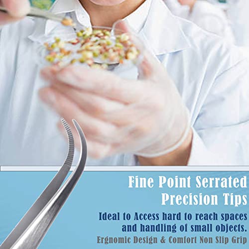 Lab Tweezers High Precision Forceps, Fine Strong Curved Point Tweezers, Stainless Steel (4 Inch) - size: 4 Inch